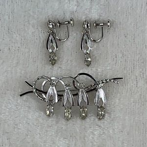 Vintage VD Sterling & Gem Broach and Earring set